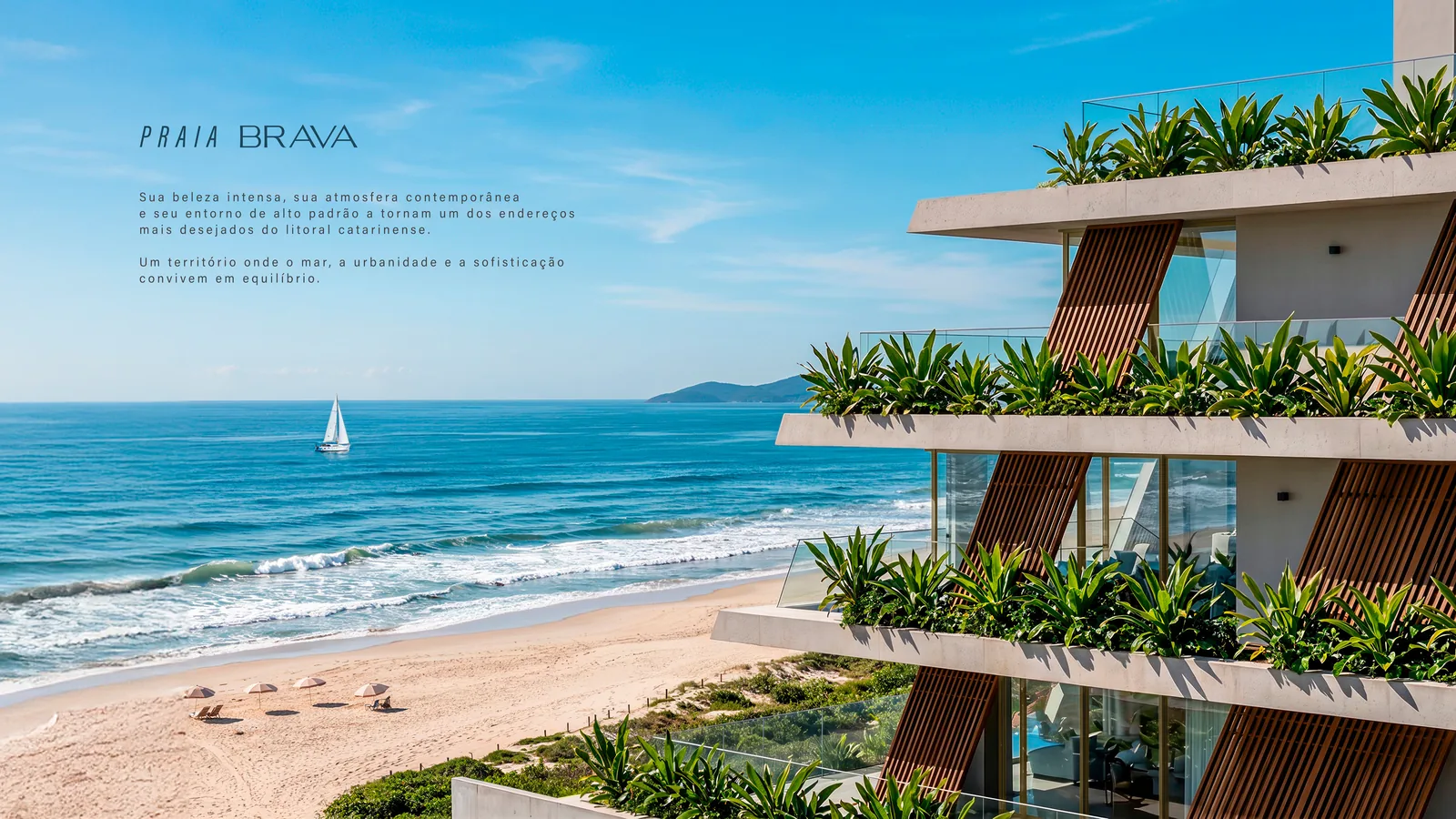 Arina Residenza, Praia Brava: o edifício visto da faixa de areia