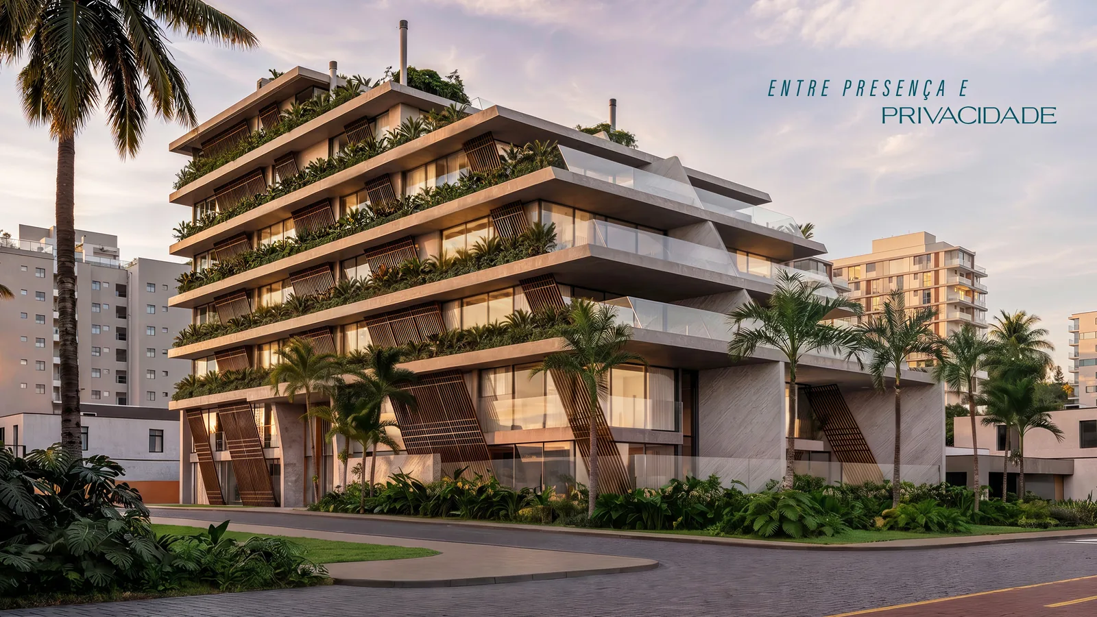 Arina Residenza · fachada com paisagismo integrado às varandas