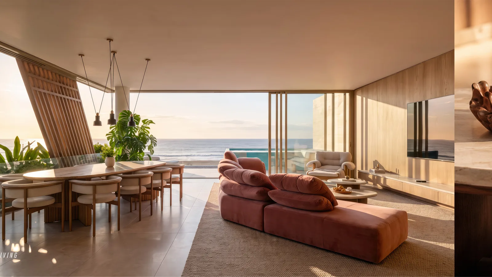Arina Residenza · living com vista frente mar