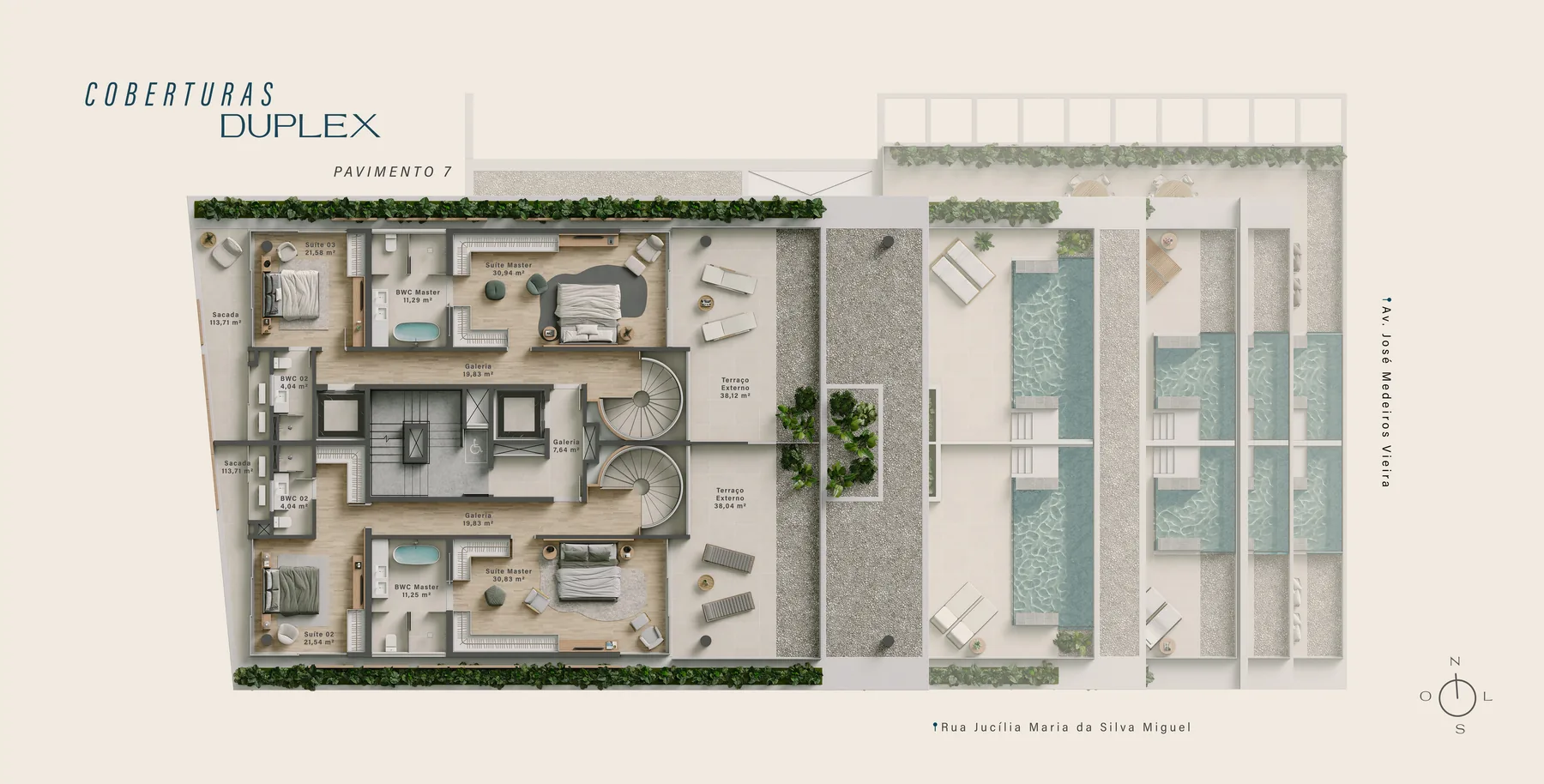 Arina Residenza · planta da cobertura duplex, segundo pavimento