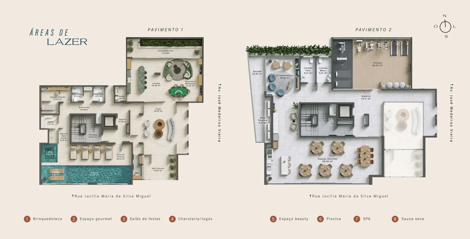 Arina Residenza · plantas dos dois pavimentos de lazer