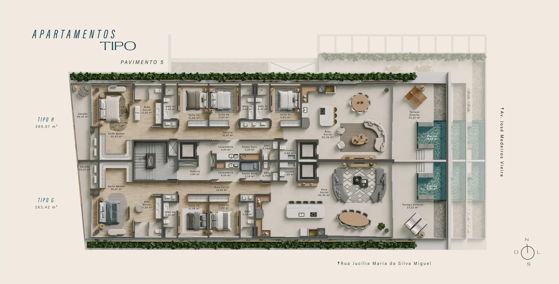 Arina Residenza · planta do apartamento tipo, terceiro pavimento