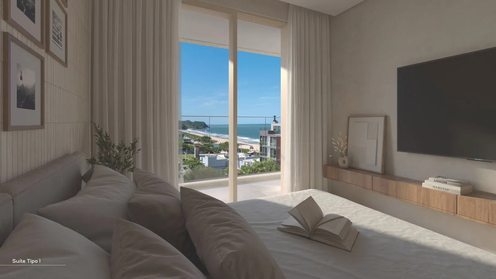 AURA · suíte do apartamento tipo com vista mar