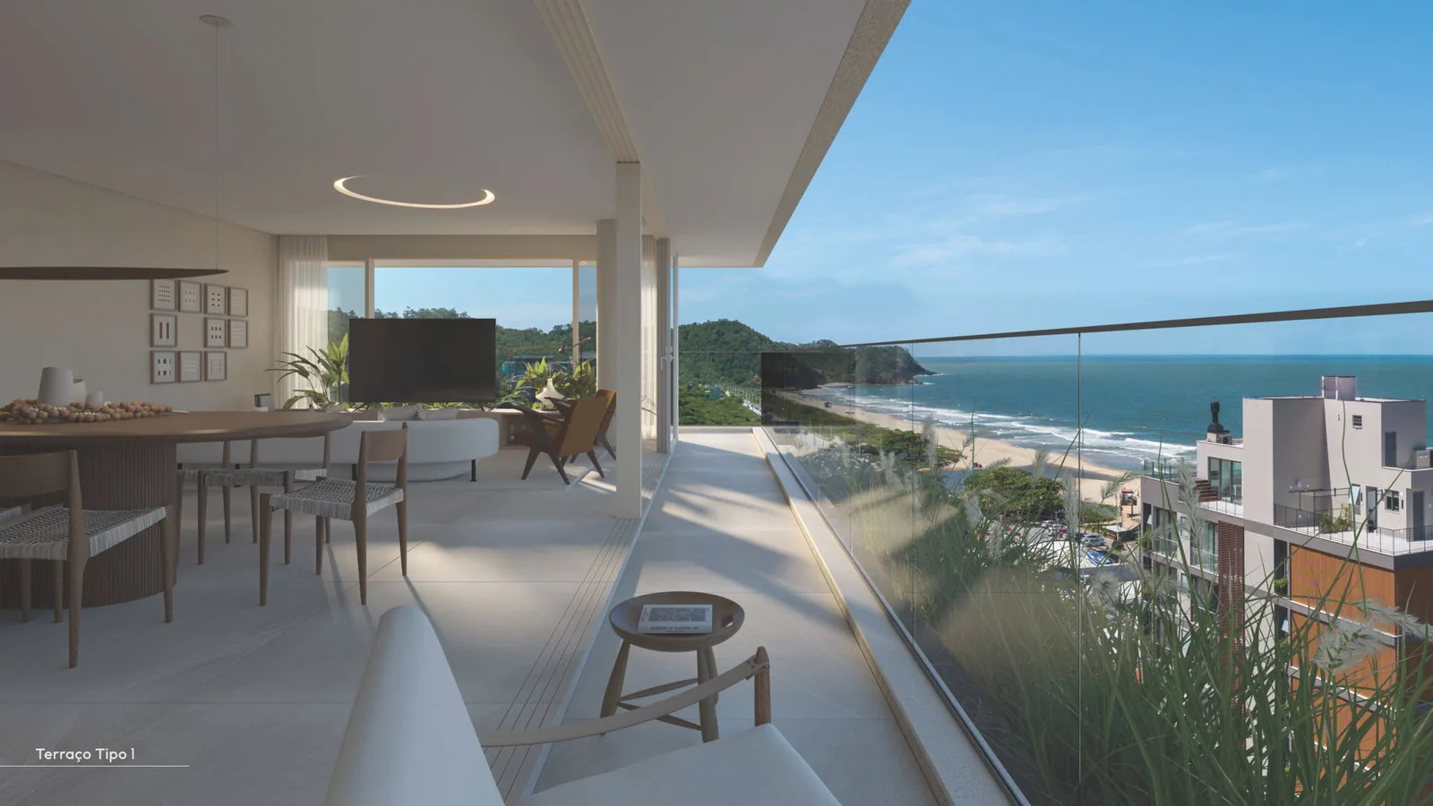 AURA · varanda gourmet com vista para o mar