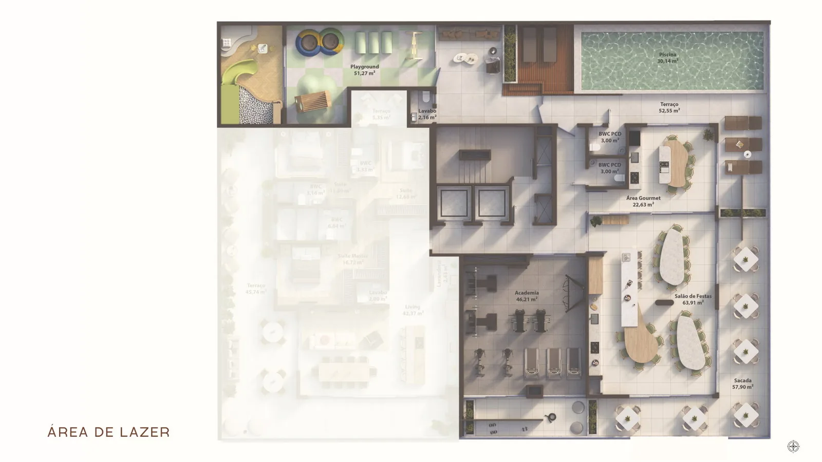 AURA · planta da área de lazer do AURA Living Home