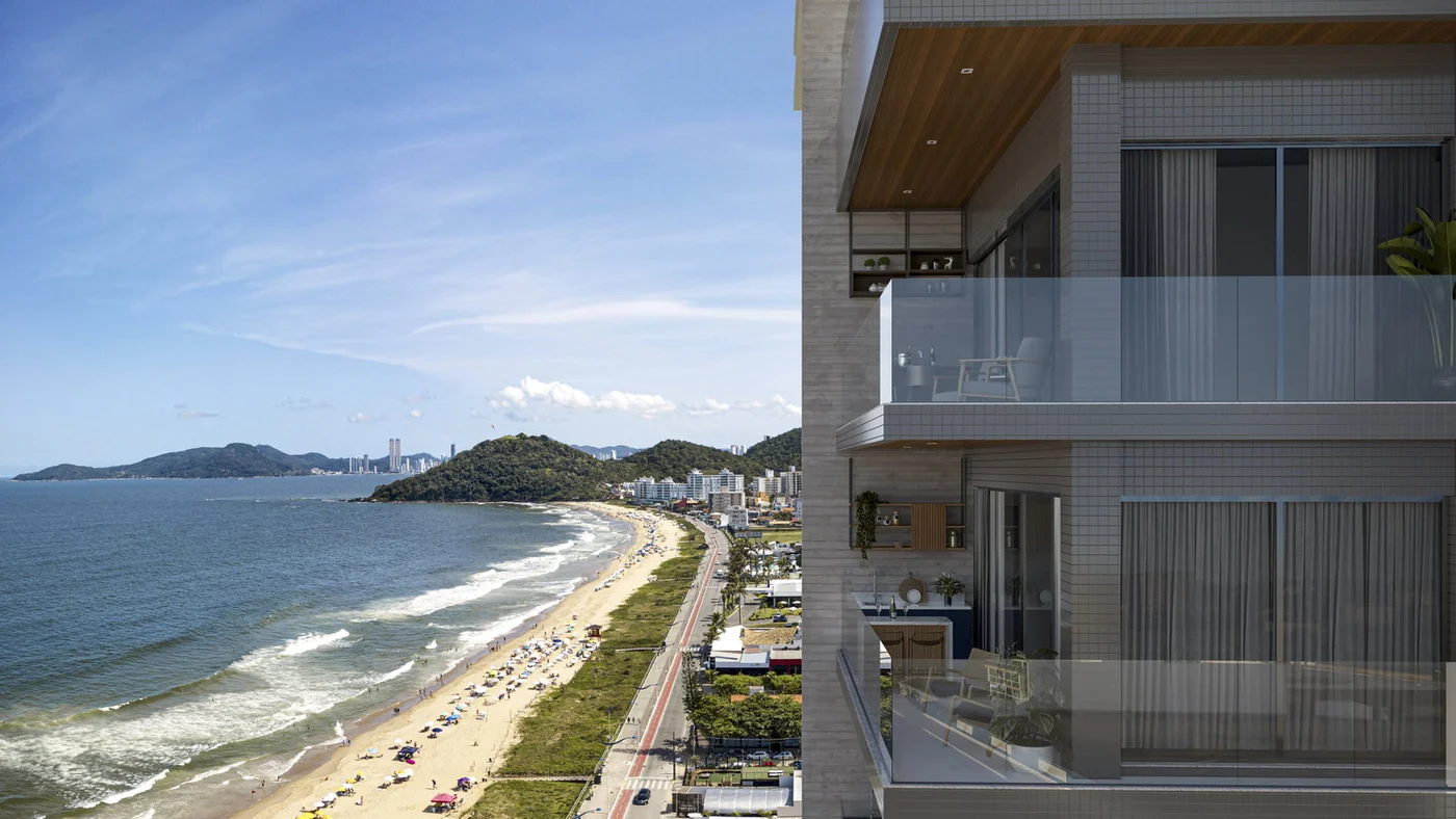 A orla da Praia Brava vista do Bay House, em Itajaí