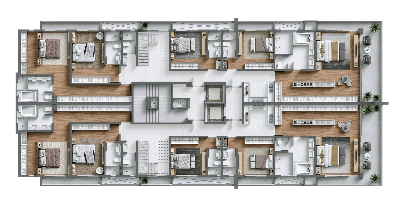 Bay House · planta do pavimento inferior da cobertura duplex