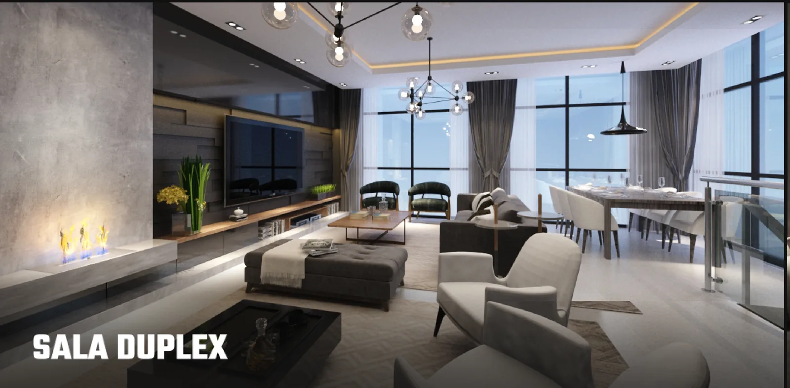 Brava 22: projeto do living do apartamento duplex, imagem ilustrativa