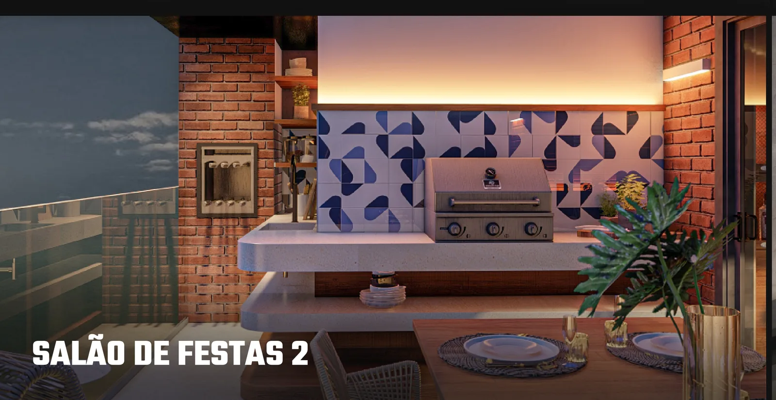 Brava 22: projeto do salão de festas 2, com churrasqueira, imagem ilustrativa