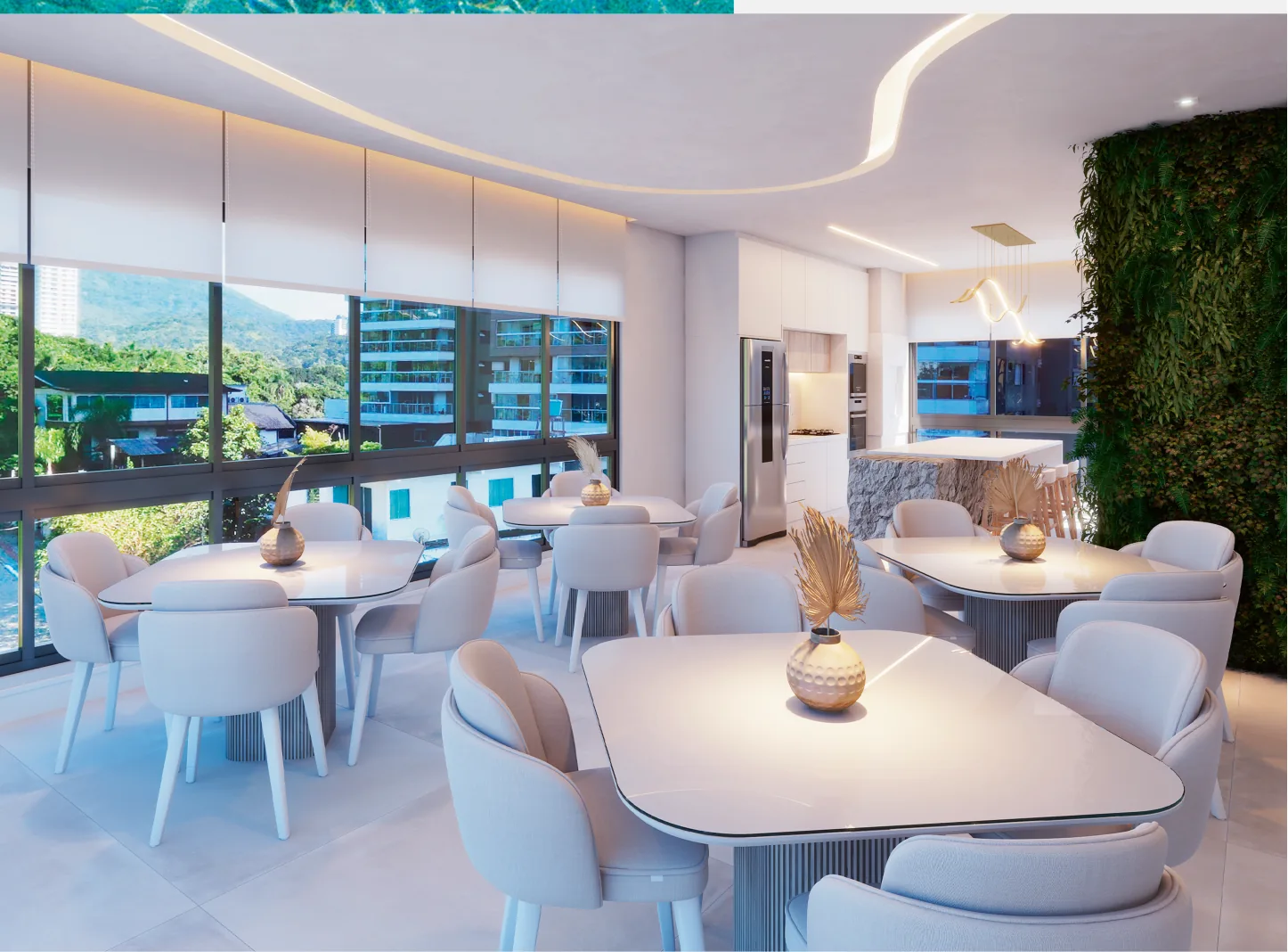 Brava Eco Home · salão de festas com jardim vertical