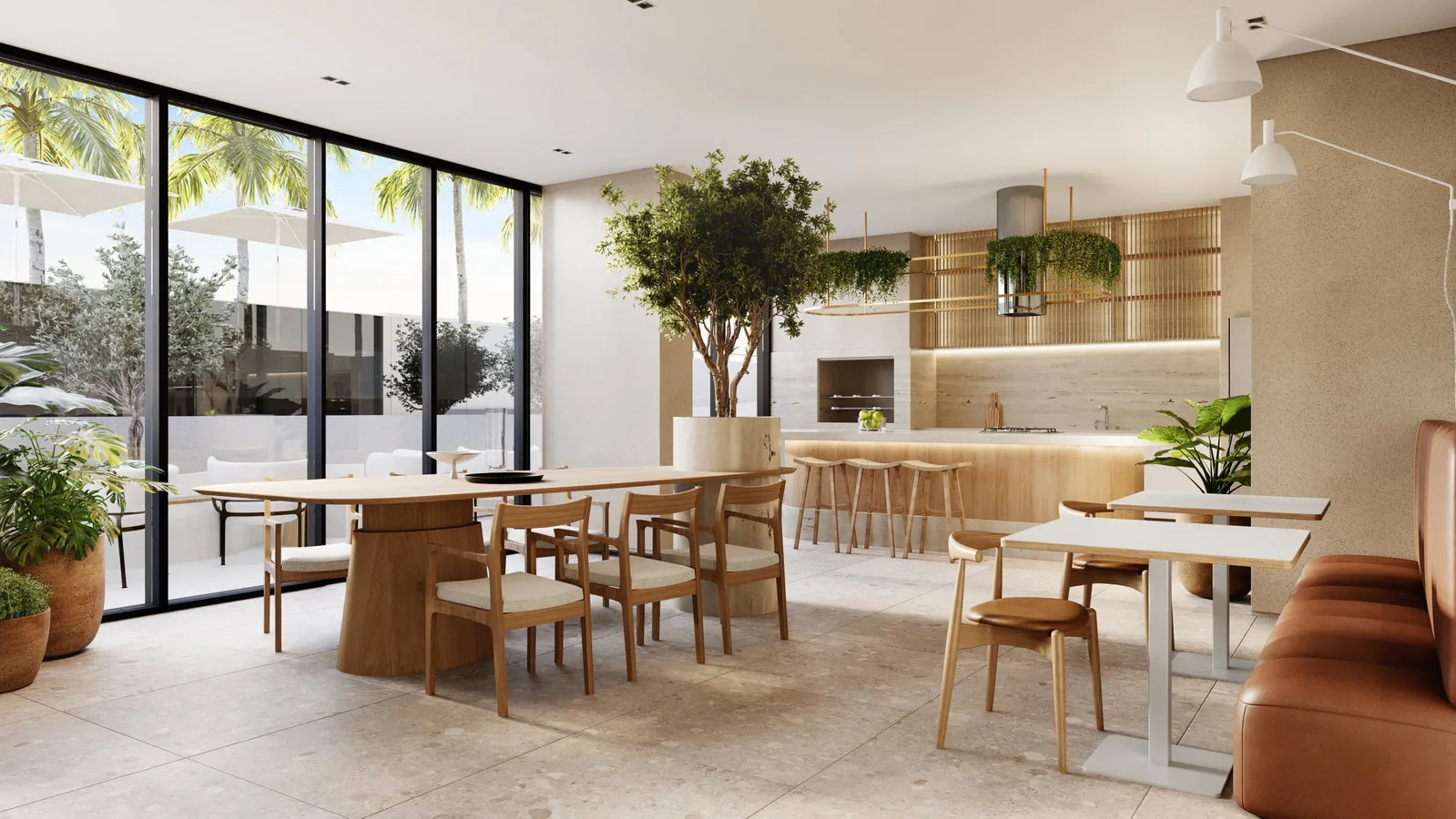 Brava Living · espaço gourmet para 16 pessoas sentadas