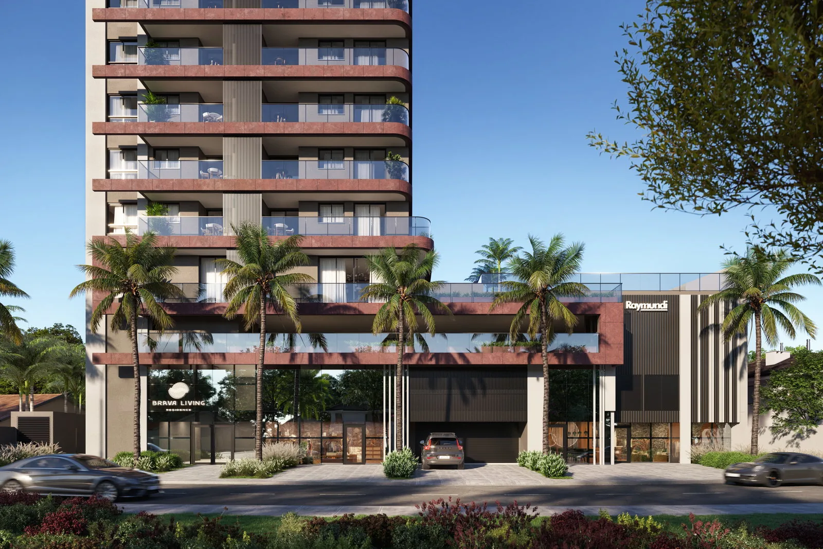 Brava Living · embasamento e entrada do edifício