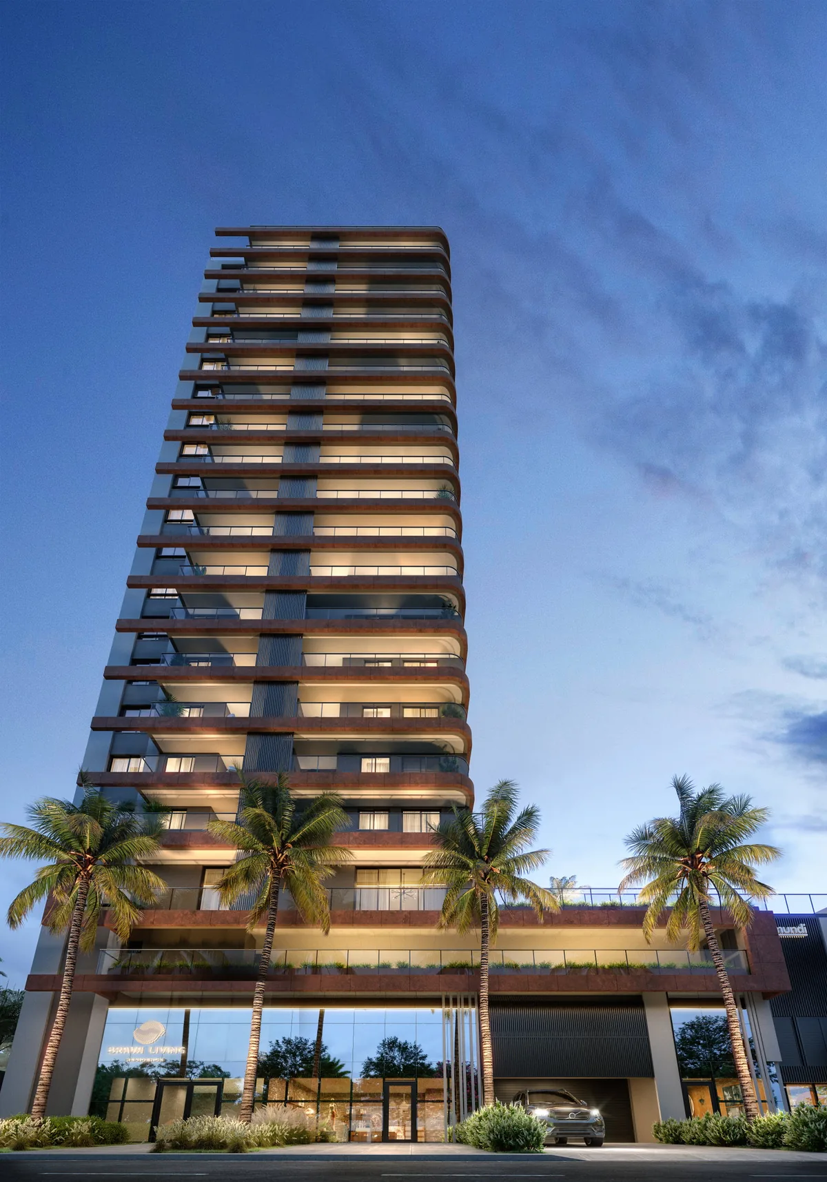 Brava Living · fachada da torre, segundo ângulo