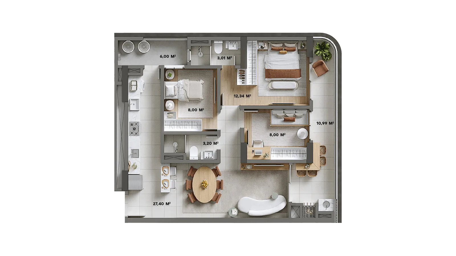 Brava Living · Tipo 1 - 94,35 m²