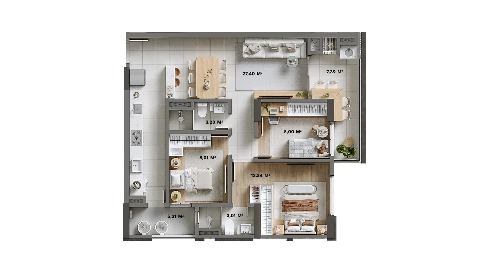 Brava Living · Tipo 2 - 89,75 m²