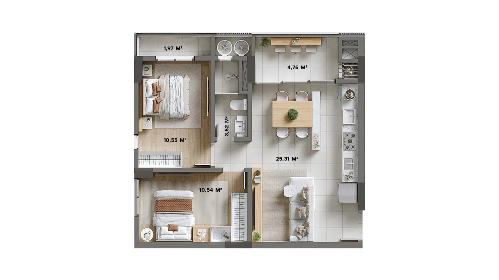 Brava Living · Tipo 7A - 68,33 m²