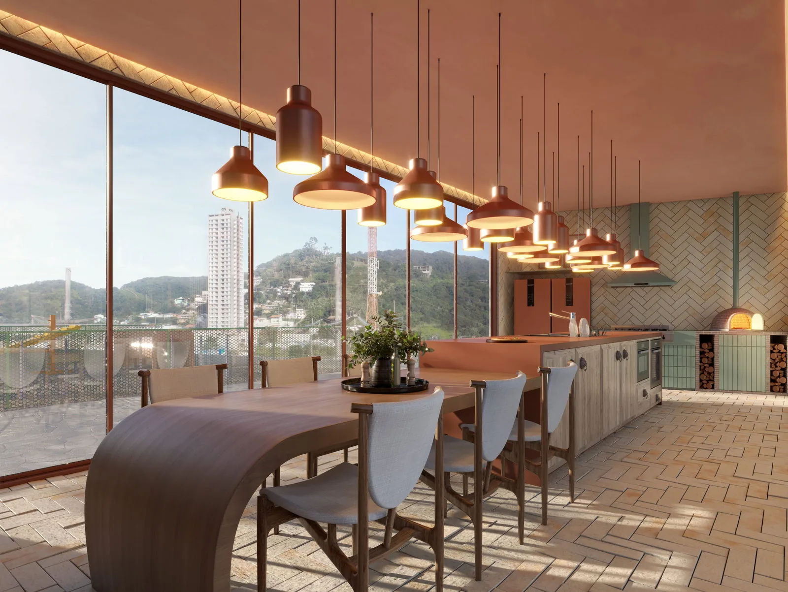 Brava Ocean · lounge gourmet com show kitchen e vista