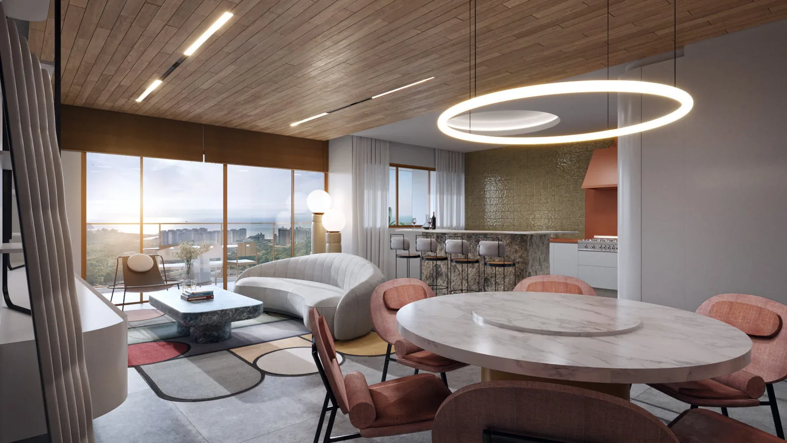 Brava Ocean · living da cobertura de 215,13 m²