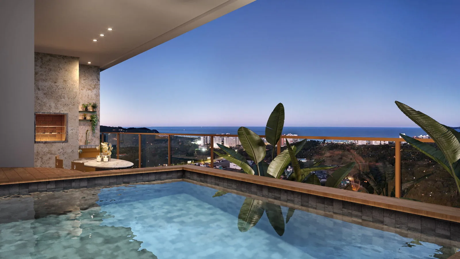 Brava Ocean · terraço da cobertura com jacuzzi e vista para o mar