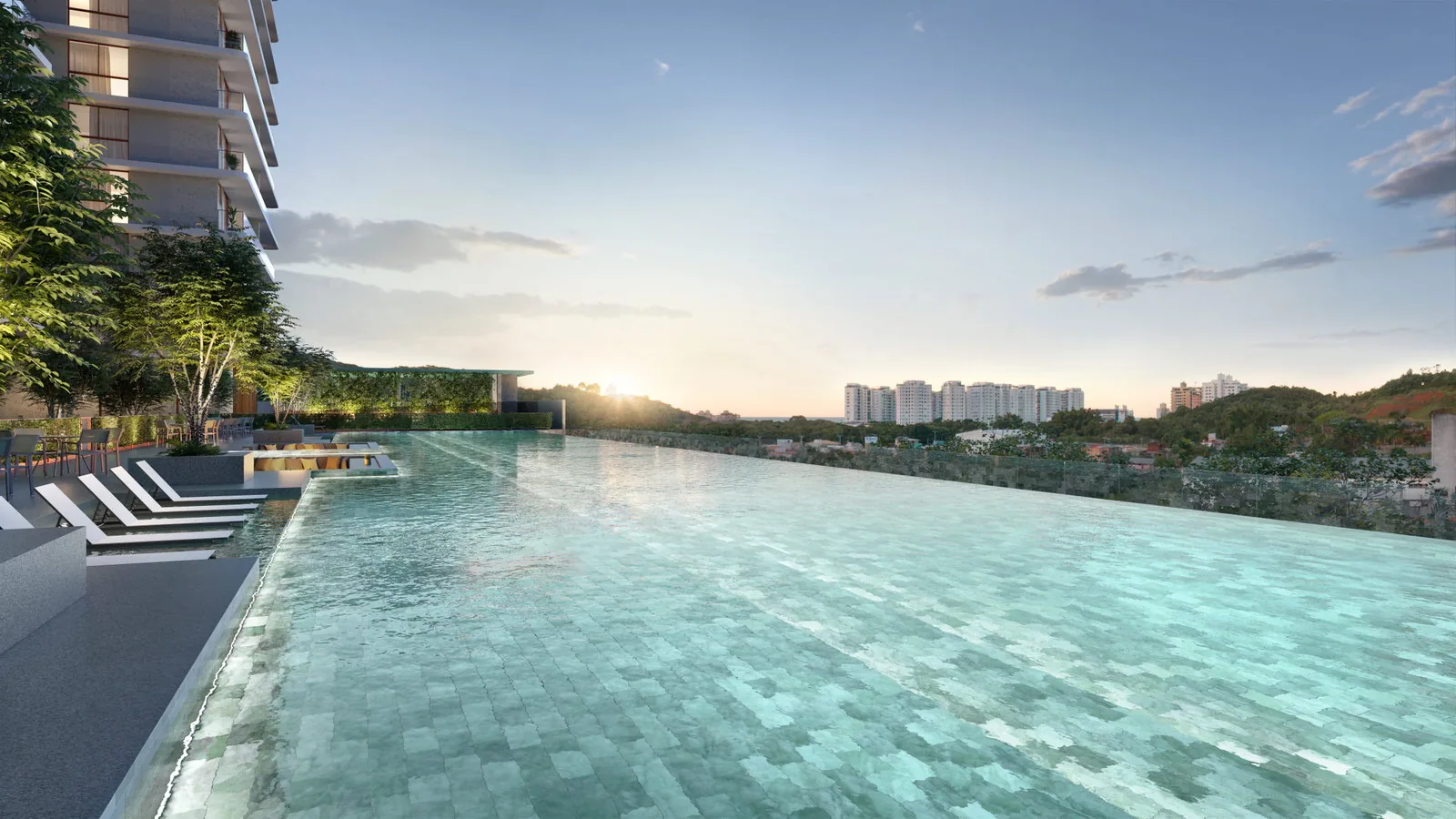 Brava Ocean · piscina com raia de 50 metros ao pôr do sol