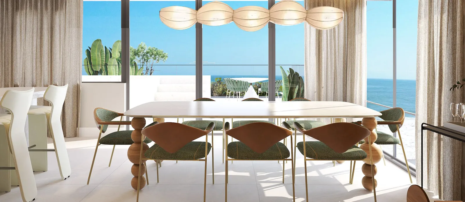 Jade Ocean · sala de jantar da penthouse com vista panorâmica