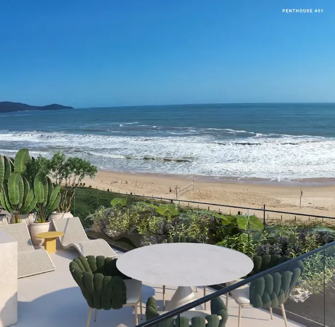 Jade Ocean · terraço do penthouse com vista para a Praia Brava