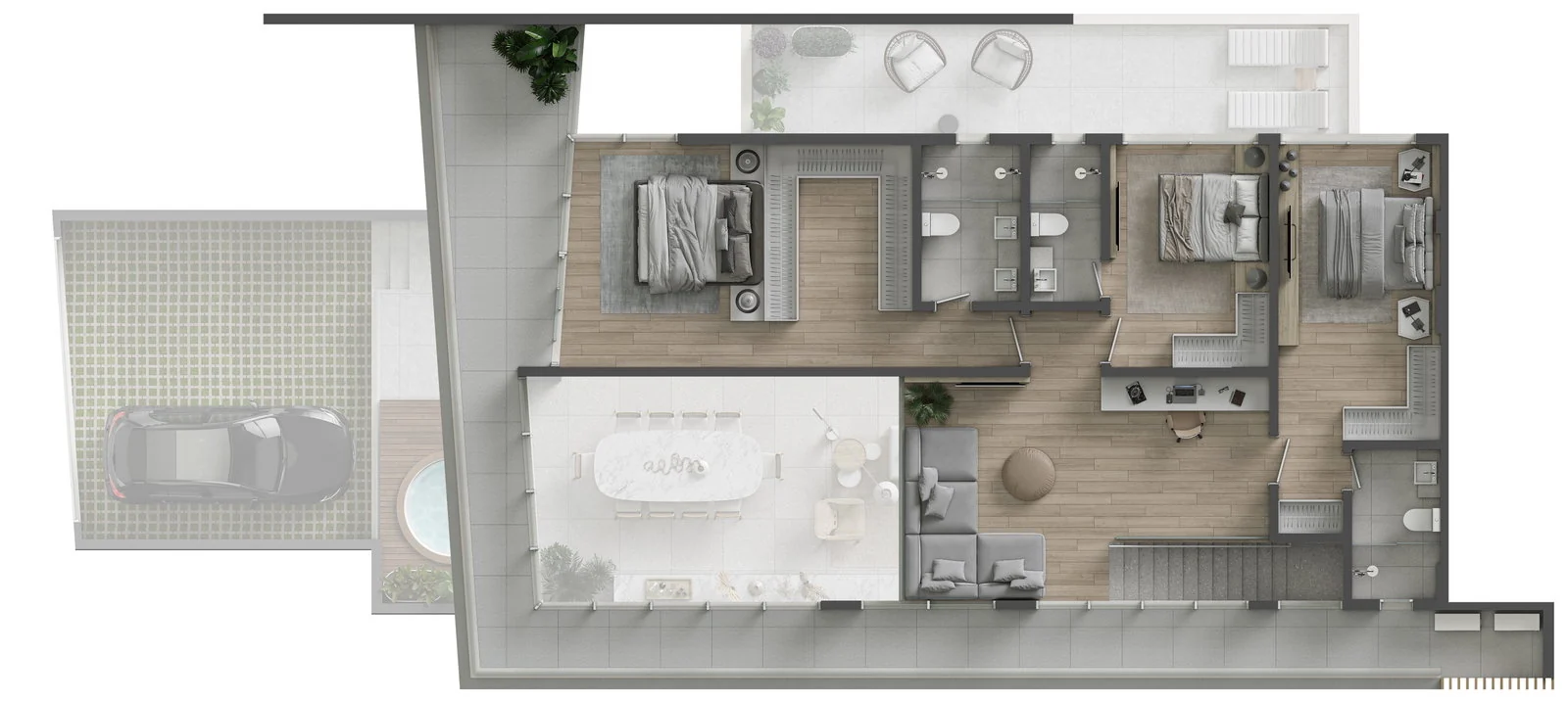 SENSE · pavimento superior do garden duplex 2, com quatro suítes
