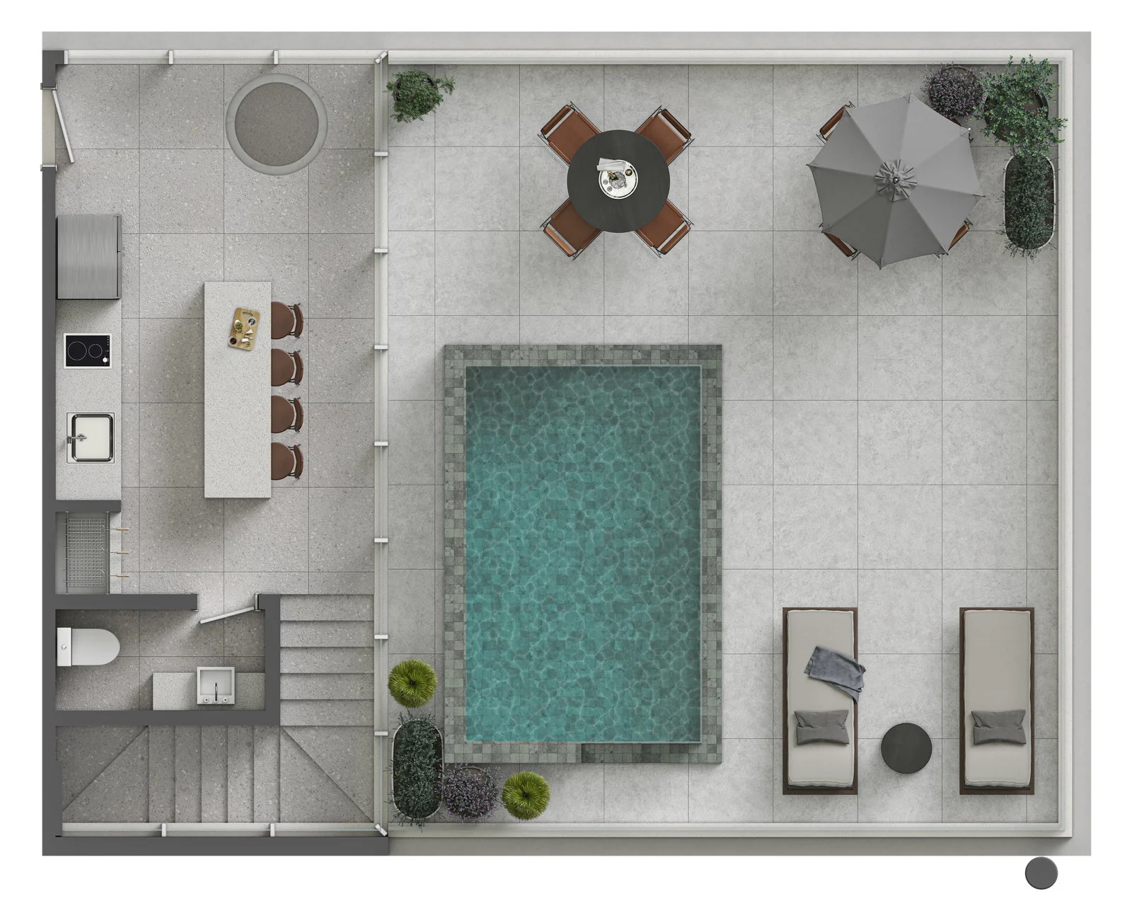 SENSE · terraço gourmet da cobertura triplex 06, com piscina privativa